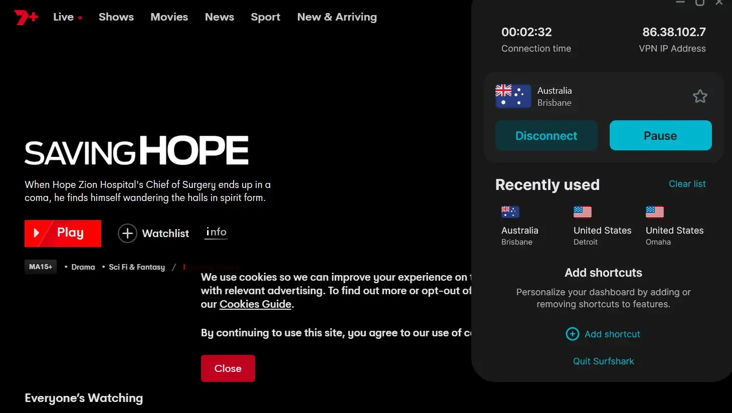 7Plus in USA with SurfShark