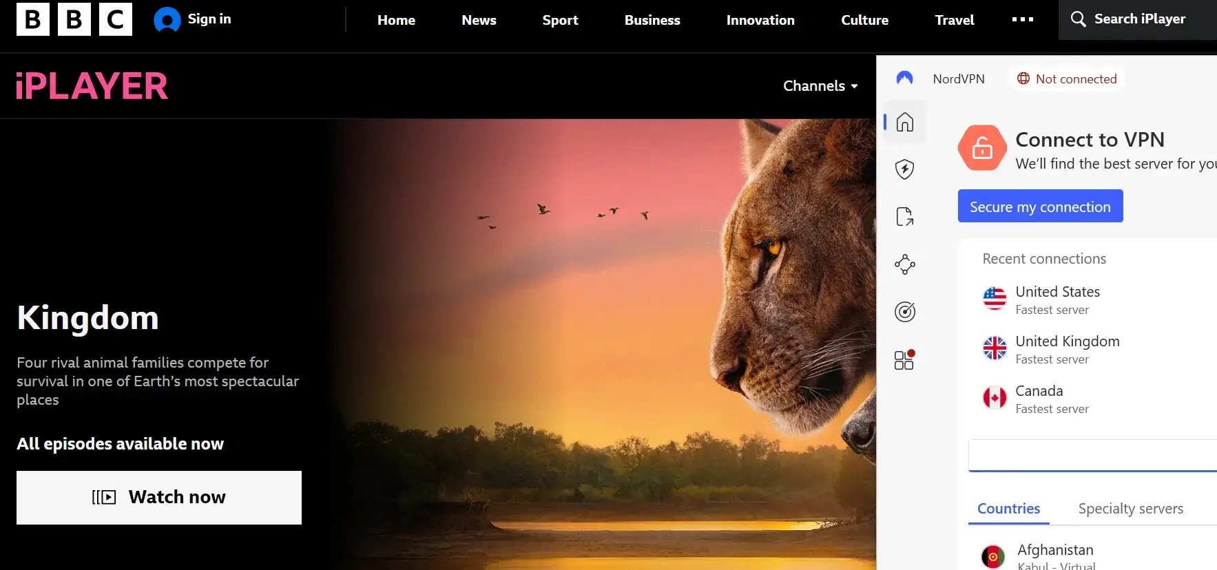 BBC iPlayer Spain with NordVPN