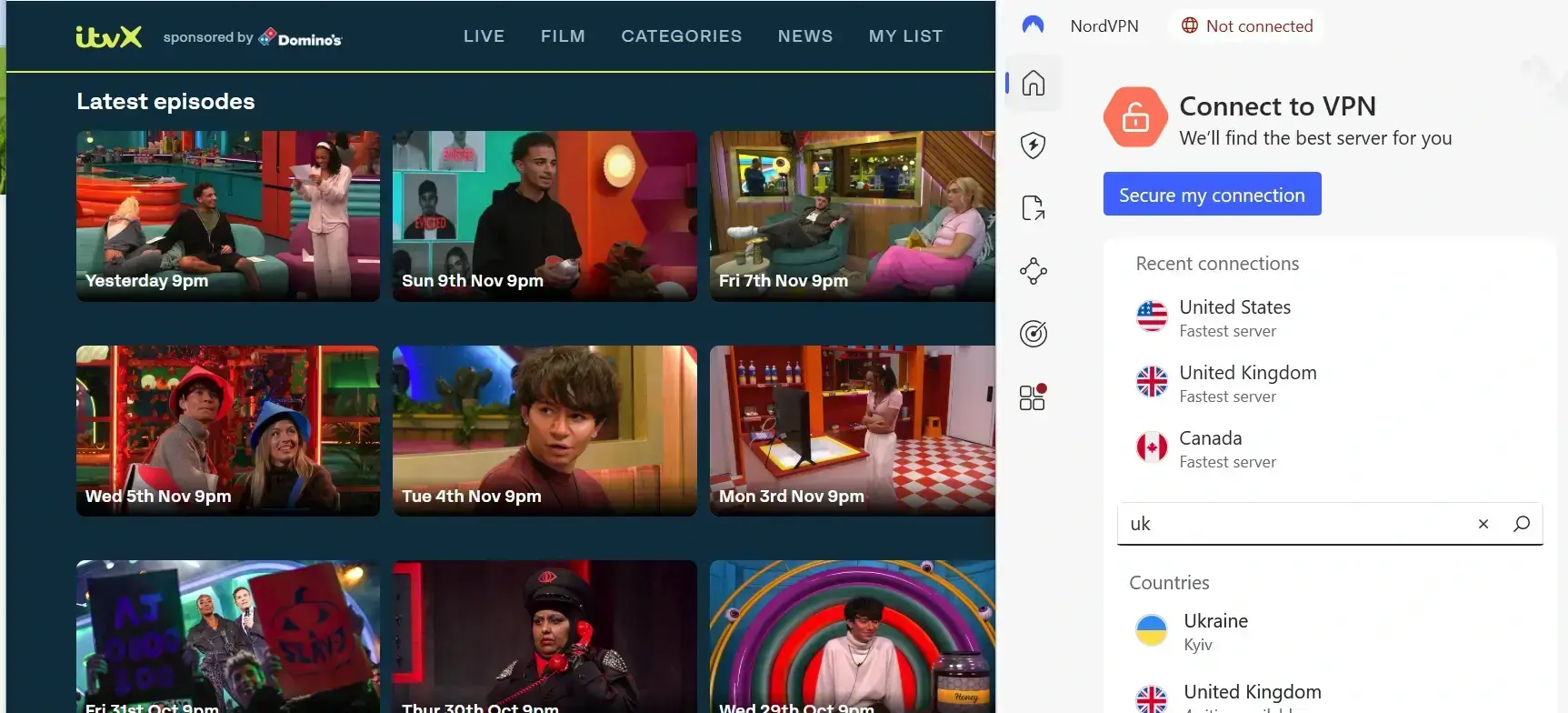 ITVX in Spain with NordVPN