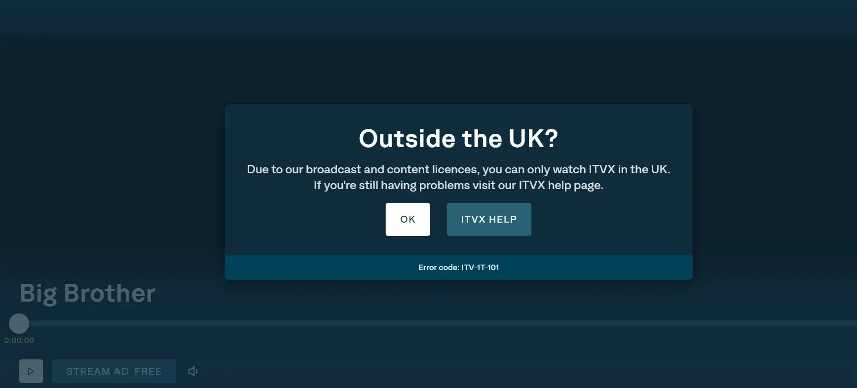 ITVX location error when access from Spain