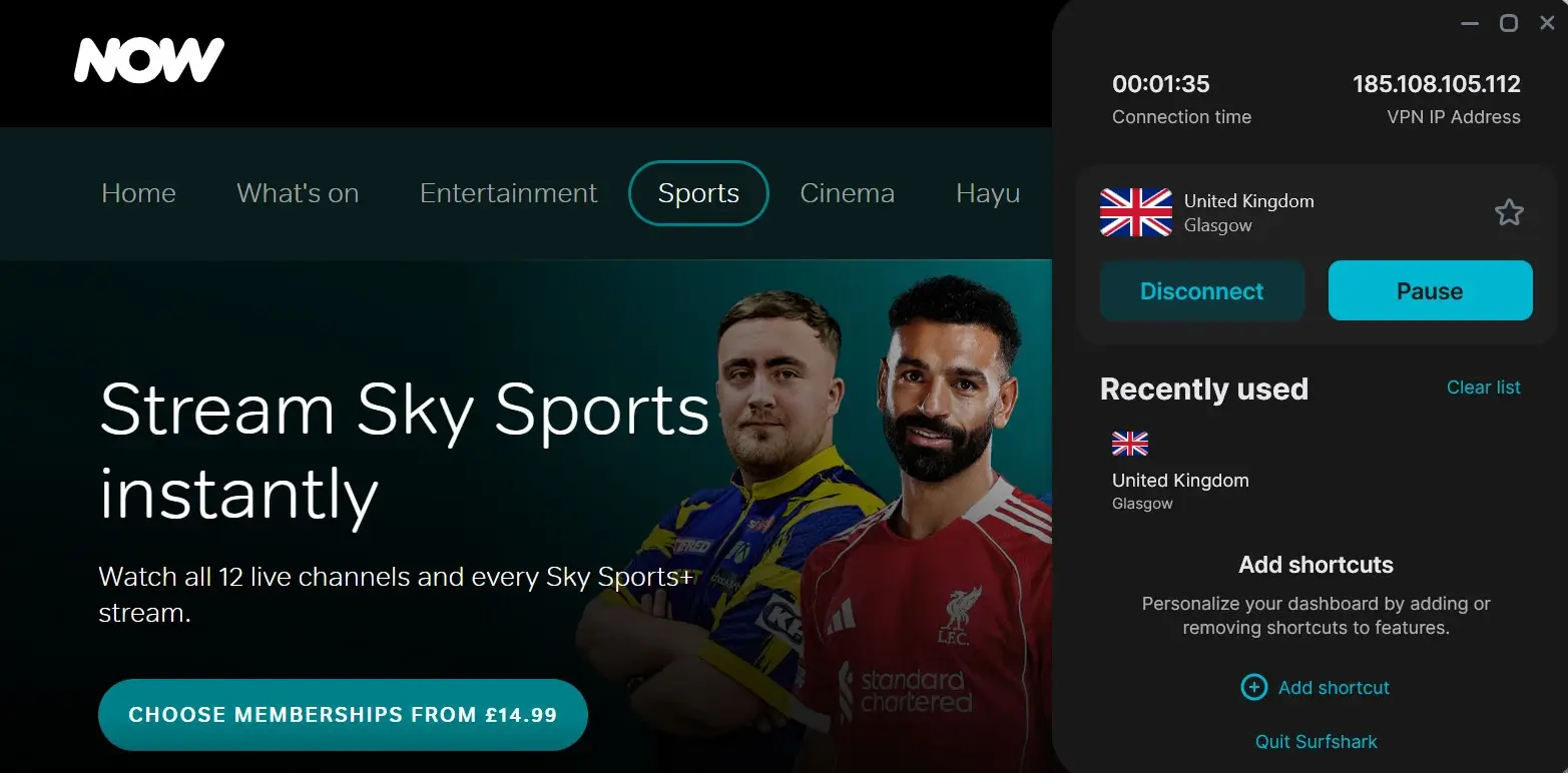 Sky Sports in Australia with SurfShark