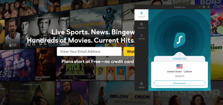 Peacock TV in Philippines with SurfShark